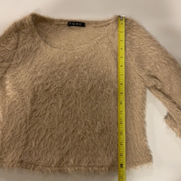 Fuzzy Cropped sweater top beige neutral - Picture 9 of 13